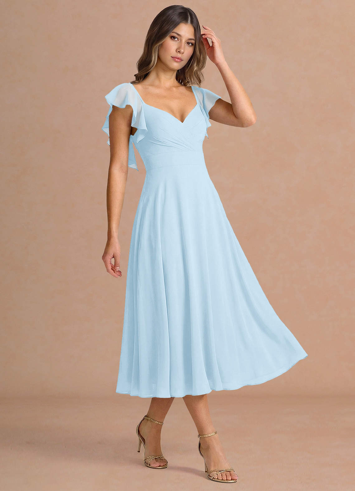 Leilani Sky Blue Midi Dress | Azazie