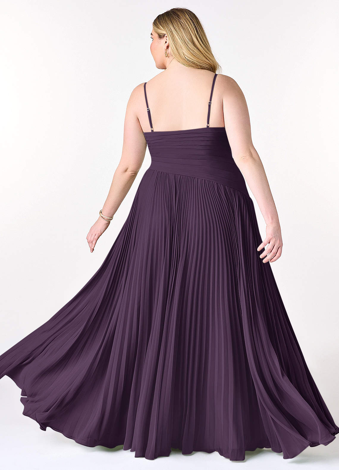 Azazie Vini Bridesmaid Dresses Plum A-Line V-Neck Pleated Chiffon Dress image8