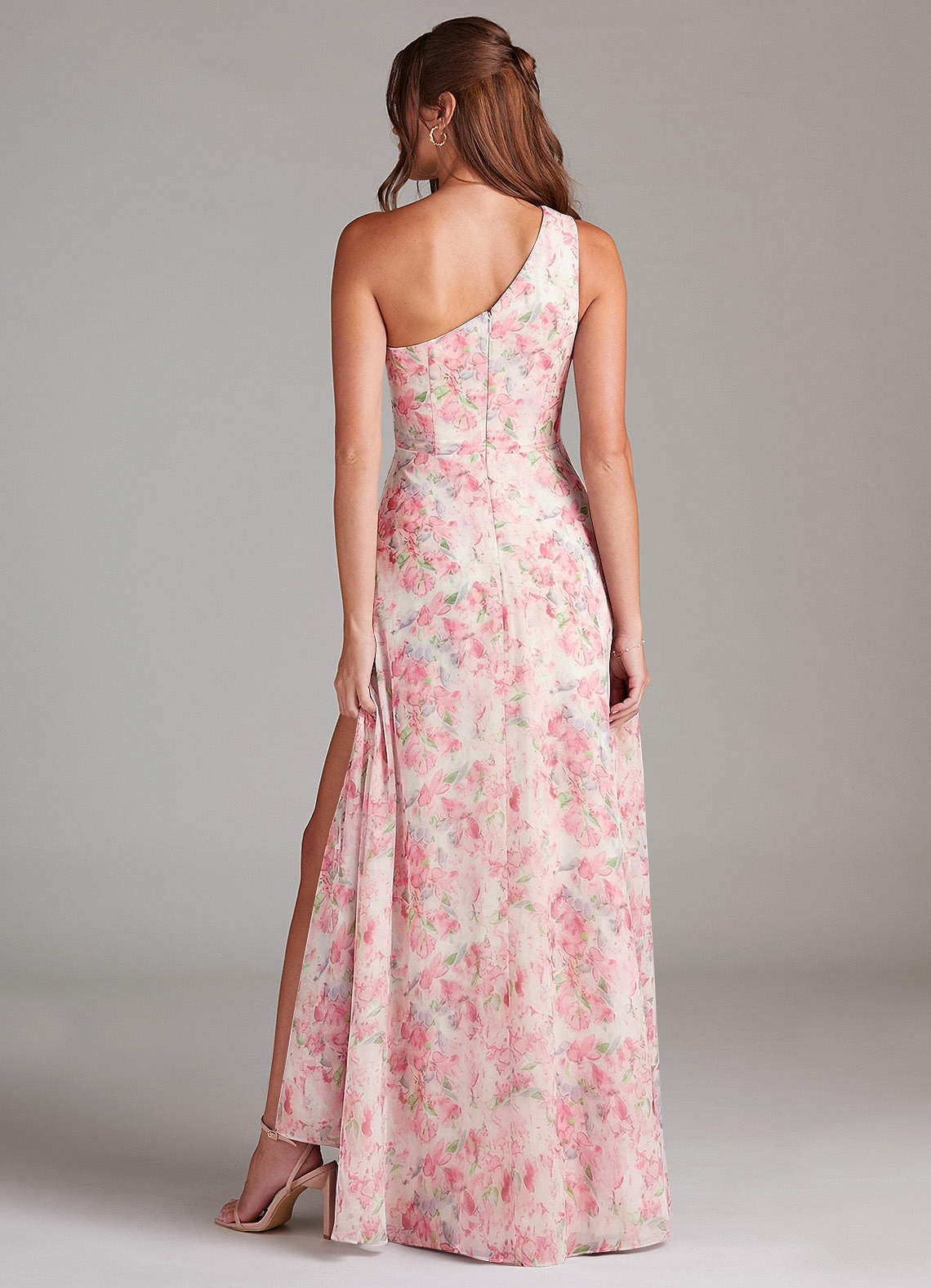 watercolor bridesmaid dresses Pleated Watercolor Print Cutout A-Line Dress