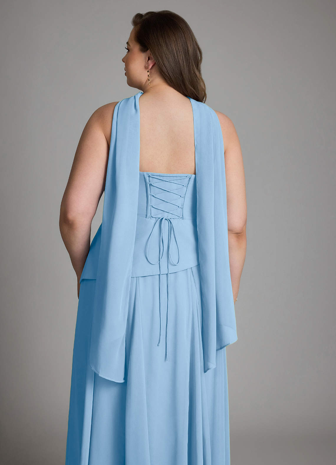 Azazie Gabriela Bridesmaid Dresses Powder Blue A-Line Corset Chiffon Dress image21