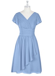Azazie Daphne Modest Bridesmaid Dresses - Steel Blue | Azazie