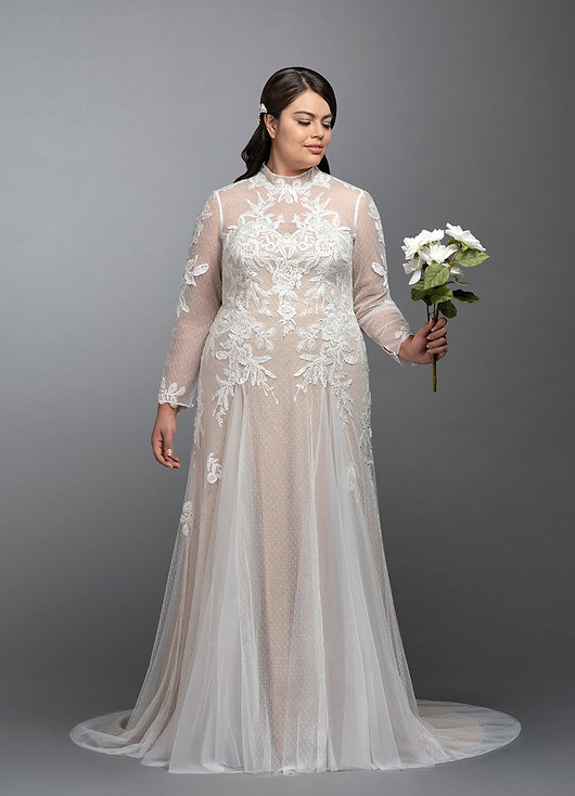 full length wedding dress with full length lace sleeves