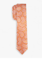 Men's Orange Paisley Skinny Tie