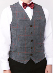 Dark Grey Glen Plaid Single Breasted Vest