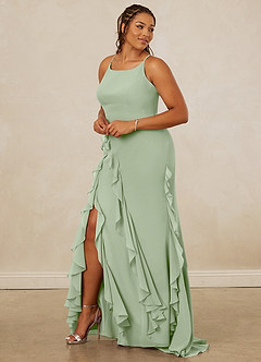 Christian Siriano Bridal for Azazie 1006 Bridesmaid Dresses Dusty Sage Mermaid Ruched Chiffon Dress image11