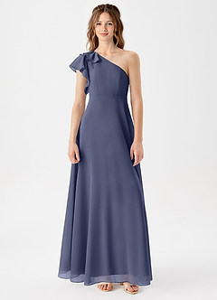 Azazie Arabella Junior Stormy A-Line Ruched Chiffon Dress image3