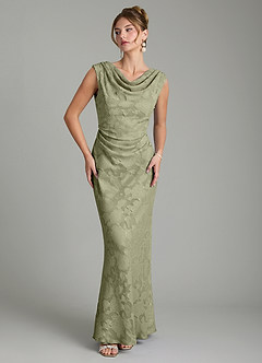 Azazie Kieryn Bridesmaid Dresses Pistachio Mermaid Pleated Floral Burnout Dress image5