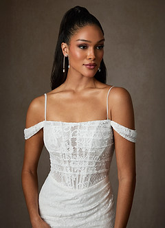 Azazie Idalis Wedding Dresses Diamond White Mermaid Lace Dress image8