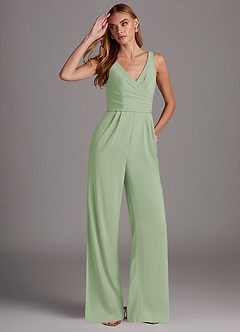 Azazie Ida Brudtärnklänningar Jumpsuit av i Stretch chiffong Plisserad image4