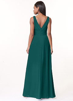 Azazie Julianna Bridesmaid Dresses Peacock A-Line Chiffon Dress image2