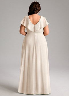 Azazie Lainey Bridesmaid Dresses White Alabaster A-Line with Pockets Chiffon Dress image9