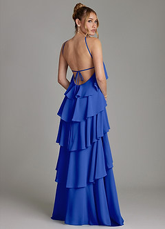 Azazie Deena Bridesmaid Dresses Royal Blue A-Line Ruched Chiffon Dress image2