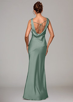 Azazie Rylina Bridesmaid Dresses Silver Sage Mermaid Stretch Satin Dress image5