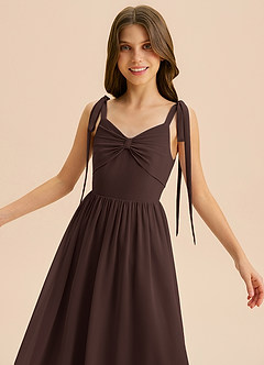 Azazie Izzy Junior Vestido de Ganache de Gasa de Corte en A con Plisado image6