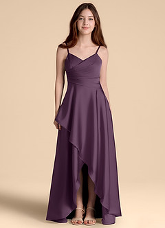 Azazie Prisha Junior Klä av A-Line i Stretch Satin Plisserad image5