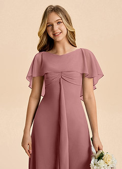 Azazie Selena Junior Desert Rose A-Line Ruched Chiffon Dress image7