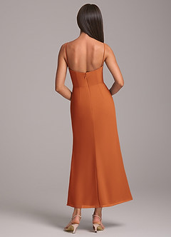 Azazie Saige Bridesmaid Dresses Cinnamon Sheath Off the Shoulder Chiffon Convertible Dress image8