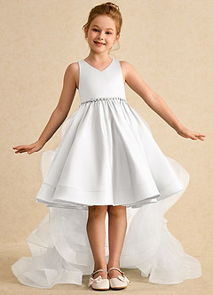 Azazie Julietta Robe Demoiselle D'honneur Fillette Robe Princesse en Tulle Convertible Blanc image2