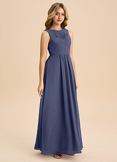 Azazie Skyla Junior Stormy A-Line Pleated Chiffon Dress image4