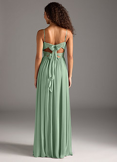 Azazie Zeya Bridesmaid Dresses Matcha A-Line Pleated Mesh Dress image5
