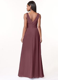 Azazie Julianna Bridesmaid Dresses Sangria A-Line Chiffon Dress image2