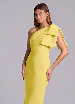 Azazie Yuanna Bridesmaid Dresses Canary Mermaid One Shoulder Chiffon Dress image7