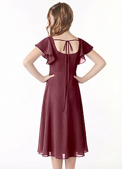 Azazie Bondi Junior Vestido de Sangrado de Gasa de Corte en A con Volante image3