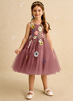 Azazie Osea Blumenmädchenkleider Ballkleid Plissee Tüll Kleid Amethyst image3