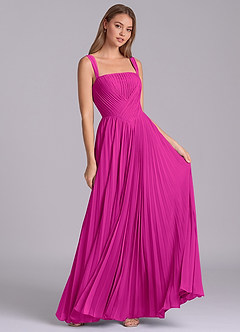 Azazie Mina Venta Final Vestido de Fucsia de Gasa de Corte en A con Plisado image3
