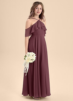 Azazie Tessabelle Junior Vestido de Sangrado de Gasa de Corte En A con Vestidos sin tirantes image5