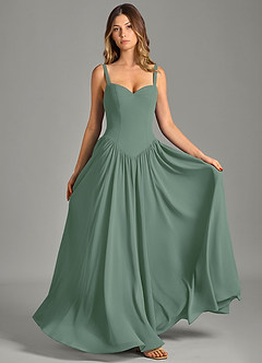 Azazie Evadina Suknie dla druhen Linia A Gorset Szyfon Do ziemi Sukienka image1