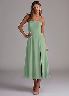 Azazie Wren Bridesmaid Dresses Matcha A-Line Strapless Chiffon Dress image4
