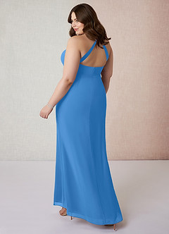 Azazie Becca Bridesmaid Dresses Blue Jay Sheath V-Neck Chiffon Dress image10