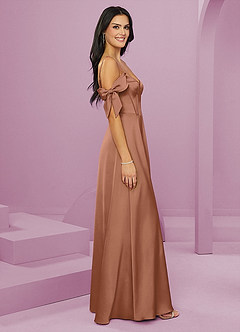 Barbie ♥ Azazie Vestidos de damas de honor Vestido de Bronceador de Satén Elástico de Corte en A con Vestidos sin tirantes image11