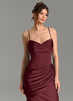 Azazie Zorah Bridesmaid Dresses Cabernet Mermaid Corset Stretch Satin Convertible Dress image7