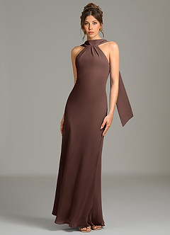 Azazie Cassiana Brautjungfernkleider Meerjungfrau-Linie Plissee Chiffon Kleid Ganache image4