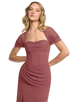 Azazie Zia Vestidos de damas de honor Vestido de Amatista de Gasa de Corte Recto Convertible con Corte Lateral image4