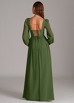 Azazie Maree Robes de demoiselle d'honneur Robe Trapèze en Mousseline de soie Corset Olive image6