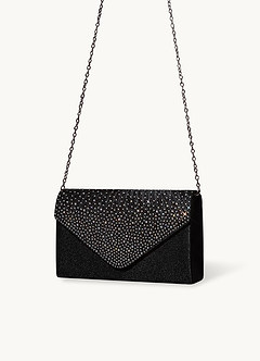 front Rhinestone Satin Clutch Bag