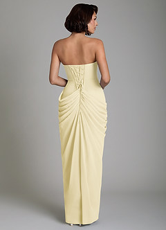 Azazie Nyra Robes de demoiselle d'honneur Robe Fourreau en Mousseline de soie Corset Sorbet Citron image2