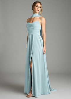 Azazie Ayla Abiti da Damigella Abito A-Line in Chiffon Scollo a Cuore Nebbia image8