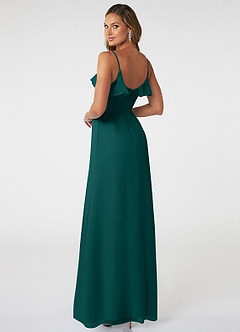 Azazie Natalia Bridesmaid Dresses Peacock A-Line Chiffon Dress image4