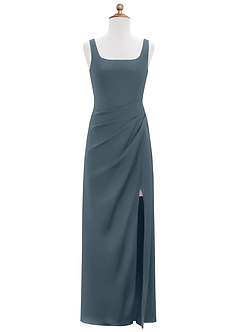 Azazie Mero Junior Vestido de Crepúsculo de Satén Elástico de Sirena con Plisado image6