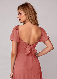 Azazie Fatima Bridesmaid Dresses Antique Rose A-Line with Pockets Chiffon Dress image1