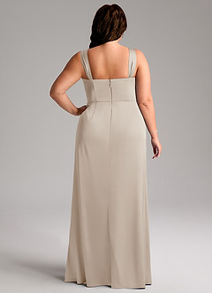 Azazie Denice Bridesmaid Dresses Frost Sheath Pleated Stretch Satin Dress image11