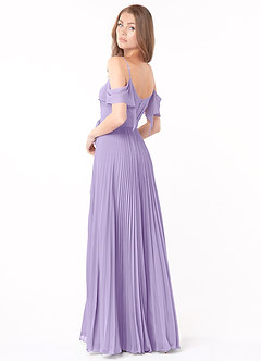Azazie Lyney Brautjungfernkleider A-Linie Schulterfrei Chiffon Kleid Flieder image4