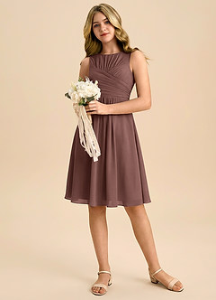 Azazie Skyla Junior Klä av A-Line i Chiffong Plisserad image5