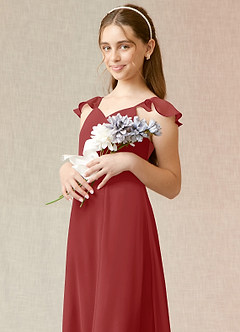 Azazie Everett Junior A-Linie Chiffon Kleid Rost image6