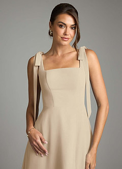 Azazie Debra Bridesmaid Dresses Champagne A-Line with Pockets Chiffon Convertible Dress image2
