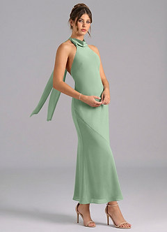 Azazie Velli Abiti da Damigella Abito Sirena in Chiffon Collo Alto Matcha image3